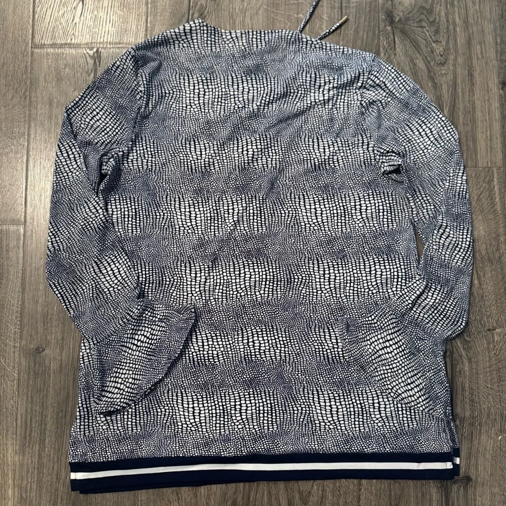 Michael Kors Blue and White Textured Top bell sleeve size large women